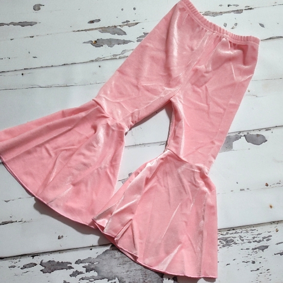 Other - Velvet Pink Flared Kids Bell Bottoms